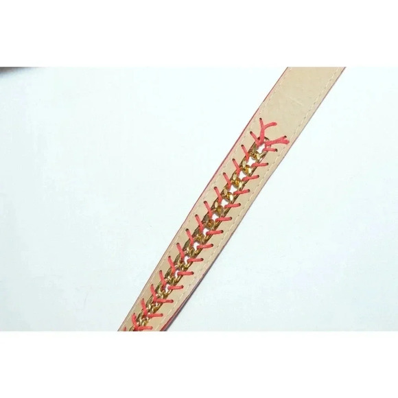 Betsey Johnson Red Gold Tone Chain Link Belt - Picture 4 of 4